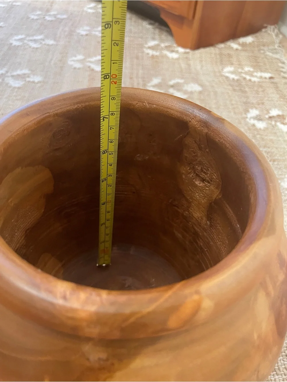 Turned Teak Root Dry Vase Rounded Urn